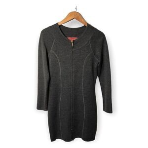 Alain Manoukian Wool Blend Zip Sweater Dress Womens Small Large Long Sleeve Gray